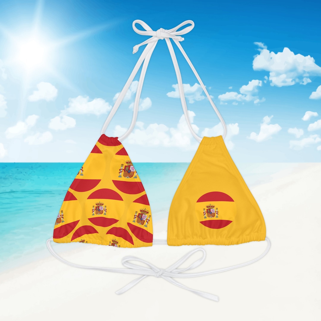 Spain String Bikini Top, Spain Triangle Bikini Top, Spain Flag, Spanish ...