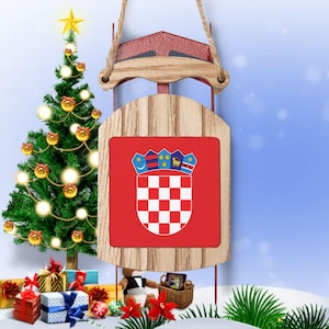 Croatia Sled Ornaments, Croatia Holiday Ornaments, European Christmas Ornaments, European Holiday Decor, Croatian Party Decor, Croatia