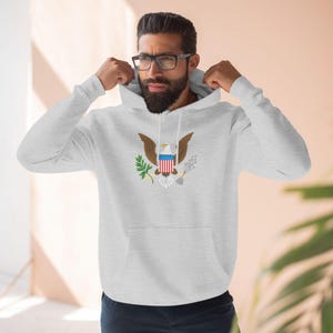 United States Unisex Pullover Hoodie, USA Unisex Cotton Blend Hoodie, American Bald Eagle, USA Hoodie, American Gift, USA