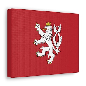 Czech Republic Gallery Wrap, Czech Canvas Gallery Print, Czech Republic Coat of Arms Lion, Bohemian Wall Art, Bohemian Decor, Czech Republic