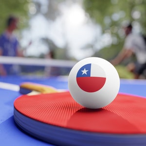 Chile Table Tennis Balls (Set of 6), Chile Ping Pong Balls (6 pieces), Chile Flag, Chile