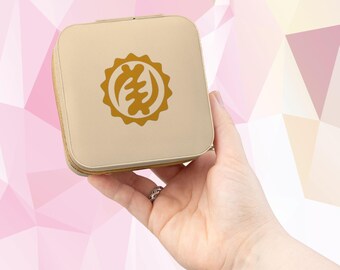 Ghana Travel Jewelry Case Nyame ye Ohene Adinkra Compact Jewelry Organizer Ring Earring Travel Case African Jewelry Gift