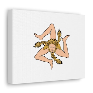 Sicily Gallery Wrap White, Sicilian Canvas Gallery Print, Sicily Triskelion, Sicilian Wall Art, Sicilian Decor, Sicilian Gift, Sicily