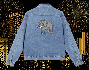 Eswatini Jeansjacke Herren, Swasiland Relaxed Fit Jeansjacke Herren, Eswatini Emblem Elefant, Afrikanische Kleidung Herren, Eswatini