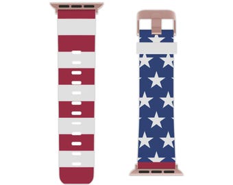 American Flag Watch Band Apple Watch USA Flag Apple Watch Band USA Stars Stripes USA Watch Band Tech Gift Marathon Runner Gift Patriot Watch