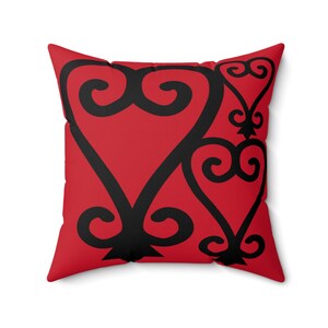 Red Adinkra Throw Pillow, Sankofa Square Throw Pillow, Sankofa Adinkra Symbol, African Pillow, Ghana Home Decor, Ghanaian Home Office