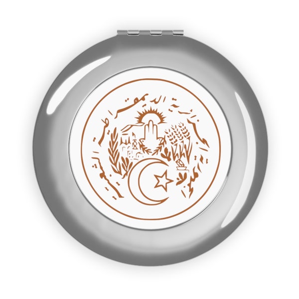 Miroir de voyage compact Algérie, Miroir de maquillage compact algérien, Armoiries de l'Algérie, Cadeau de voyage en Afrique, Accessoires algériens, Algérie