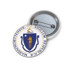 Massachusetts Pin Button USA Massachusetts State Pin MA Gift New England Decor Massachusetts Shirt USA Collectible Pin Seal of Massachusetts