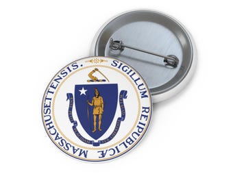 Massachusetts Pin Button USA Massachusetts State Pin MA Gift New England Decor Massachusetts Shirt USA Collectible Pin Seal of Massachusetts