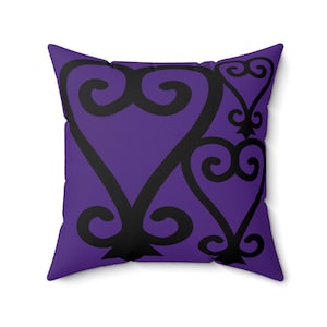 Purple Adinkra Faux Suede Pillow, Sankofa Faux Suede Throw Pillow, Sankofa Adinkra, African Pillow, Ghana Home Decor, Ghanaian Home Office