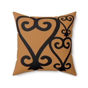 Lt Brown Adinkra Throw Pillow, Sankofa Square Throw Pillow, Sankofa Adinkra Symbol, African Pillow, Ghana Home Decor, Ghanaian Home Office