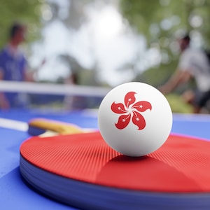 Hong Kong Table Tennis Balls (Set of 6), Hong Kong Ping Pong Balls (6 pieces), Hong Kong Bauhinia Flower, Hong Kong
