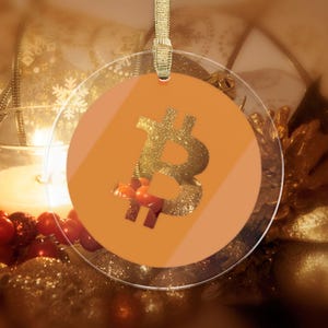 Original Bitcoin Acrylic Ornament, Bitcoin Holiday Ornament, Crypto Holiday Decor, Bitcoin Christmas Ornament, Crypto Party Decor, Bitcoin