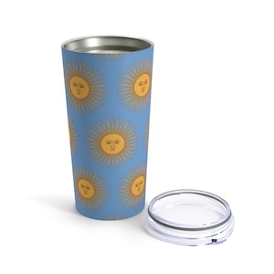 Argentina Flag Tumbler 20oz, Argentina Sun of May Tumbler 20oz, Stainless Steel Tumbler, Latino Decor, Argentina