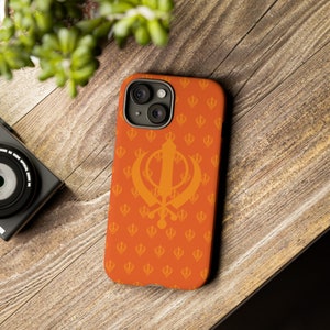 Orange Khanda Phone Case, Sikh Orange Mobile Phone Case, Khanda, iPhone, Samsung, Google Pixel, Sikh Gift, Khalsa Gift, India Phone Case