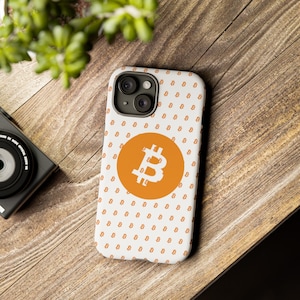 White Bitcoin Phone Case, Bitcoin Mobile Phone Case, BTC Monogram, iPhone, Samsung, Google Pixel, Crypto Phone Case, Bitcoin Gift, BTC
