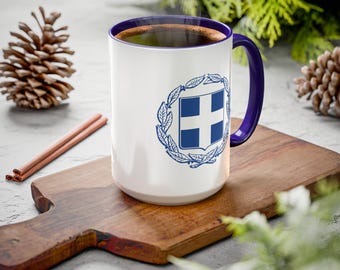Taza griega colorida de 11 oz y 15 oz, apta para lavavajillas, regalo griego para el hogar o la oficina, taza de café griega, taza de chocolate caliente, Grecia