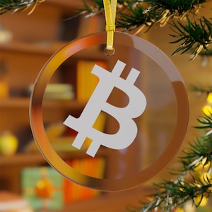 Bitcoin Glass Ornaments, Bitcoin Holiday Ornaments, Crypto Holiday Decor, Bitcoin Christmas Ornaments, Crypto Party Decor, Bitcoin, BTC