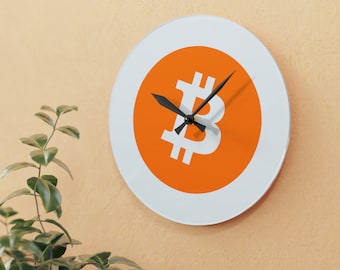 Bitcoin Acryl Wanduhr | Bitcoin Krypto Wanddeko, Krypto Zuhause und Büro | Globale Währung
