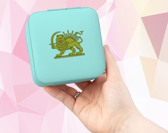 Persia Travel Jewelry Case Persian Lion Compact Jewelry Organizer Ring Earring Travel Case Persian Jewelry Gift