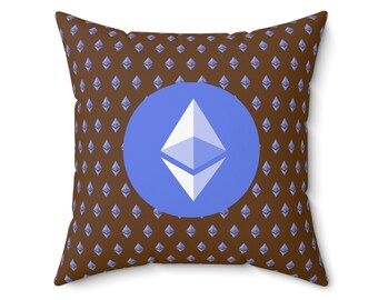 Ethereum Faux Suede Pillow ETH Monogram Pillow Ethereum Crypto Decor Crypto Home and Office Crypto Gift Ethereum House Gift Crypto Pillow