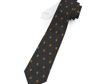 Indian Necktie, Black Khanda Sikh Necktie, Indian Office Fashion, Sikh Business Attire, Punjabi Office Decor, India