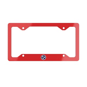 Red Tennessee License Plate Frame Tennessee Metal License Plate Frame TN Flag American Car Accessories Tennessee Auto Gifts Tennessee Decor