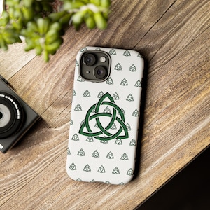 White Celtic Phone Case, Scandinavian Mobile Phone Case, Triquetra, iPhone, Samsung, Google Pixel, European Phone Case, Celtic Gift