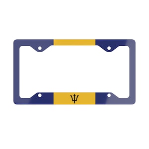Barbados License Plate Frame Barbados Metal License Plate Frame Barbados Trident Caribbean Car Accessories Auto Gifts