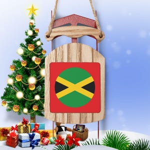 Jamaica Sled Ornaments, Jamaica Holiday Ornaments, Caribbean Christmas Ornaments, Caribbean Holiday Decor, Jamaican Party Decor, Jamaica