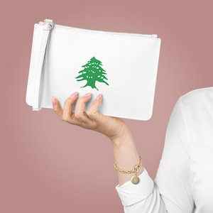 Lebanon White Clutch Bag Lebanese Clutch Purse Lebanese Cedar Purse Lebanese Gift for Her Lebanese Handbag