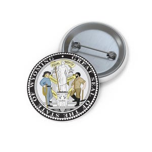 Wyoming Pin Button USA Wyoming State Pin Wyoming Gift Mountain West Decor Wyoming Shirt USA Wyoming Collectible Pin Seal of Wyoming