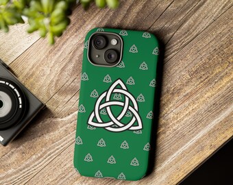 Green Celtic Phone Case, Scandinavian Mobile Phone Case, Triquetra, iPhone, Samsung, Google Pixel, European Phone Case, Celtic Gift