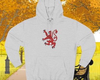 Skottland unisex pulloverhoodie, Skottland unisex bomullsblandad pulloverhoodie, skotsk naturhoodie, skenande lejon, skotsk gåva, Skottland