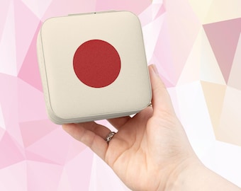Japan Travel Jewelry Case Japan Flag Compact Jewelry Organizer Ring Earring Travel Case Asian Jewelry Gift