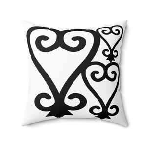 White Adinkra Faux Suede Pillow, Sankofa Faux Suede Pillow, Sankofa Adinkra Symbol, African Pillow, Ghana Home Decor, Ghanaian Home Office