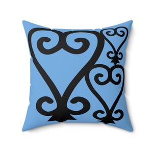 Light Blue Adinkra Throw Pillow, Sankofa Square Throw Pillow, Sankofa Adinkra Symbol, African Pillow, Ghana Home Decor, Ghanaian Home Office