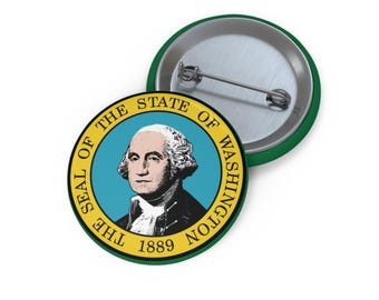 Washington Pin Button USA Washington State Pin Washington Gift Pacific Northwest Decor Washington USA Collectible Pin Seal of Washington