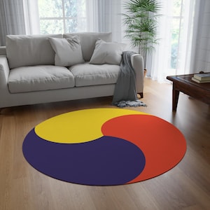 Tapis rond coréen tricolore Taegeuk, décoration traditionnelle coréenne, cadeau coréen pour la maison et le bureau