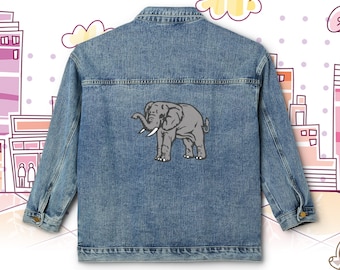 Eswatini Denim Jacket Women, Swaziland Oversized Fit Denim Jacket Women, Eswatini Emblem Elephant, African Clothing Women, Eswatini