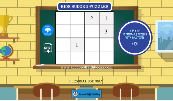 printable sudoku puzzles for kids ages 5 12 logic puzzles etsy