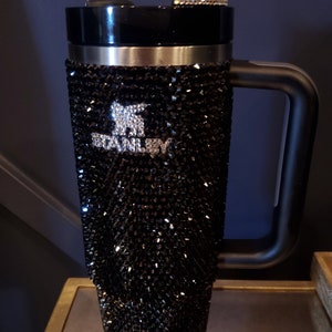 Beautiful Black Glass Rhinestone Stanley Tumbler