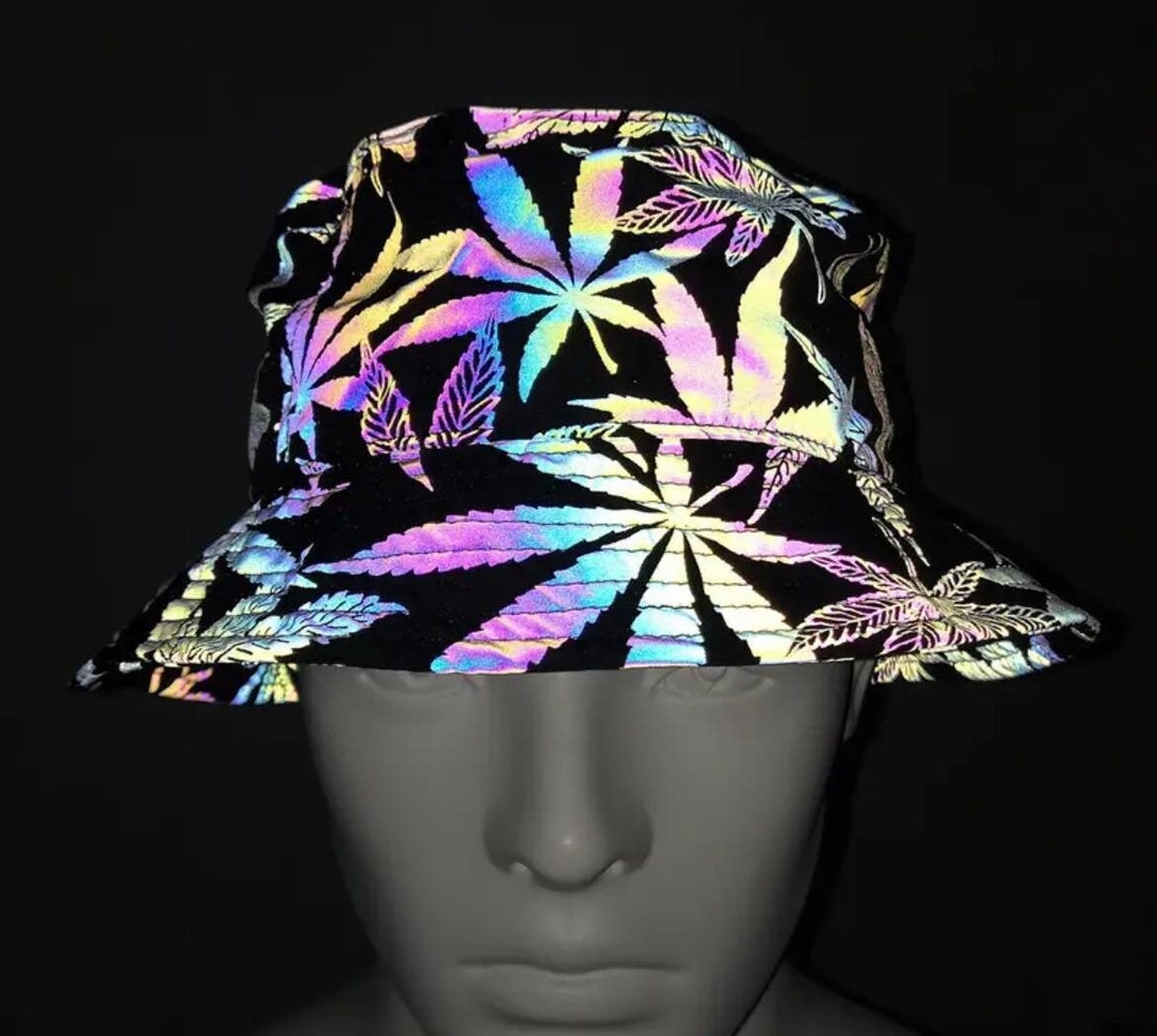 Leaves Reflective Bucket Hat. Rave Bucket Hat. Rave Hat. Etsy