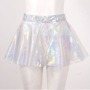 Sexy See Through Skirt Iridescent Rave Skirt Transparent Skirt Festival Outfit Womens Sexy Rave Clothing Cute Shiny Skirt Y2K Pleated Skirt image 2