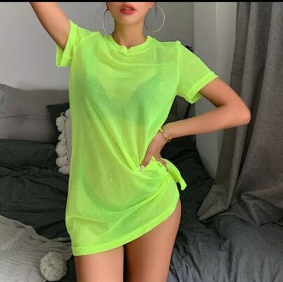 Neon sheer dress top