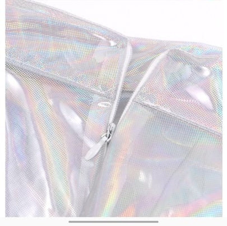 Sexy See Through Skirt Iridescent Rave Skirt Transparent Skirt Festival Outfit Womens Sexy Rave Clothing Cute Shiny Skirt Y2K Pleated Skirt image 5