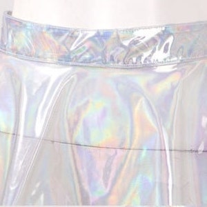 Sexy See Through Skirt Iridescent Rave Skirt Transparent Skirt Festival Outfit Womens Sexy Rave Clothing Cute Shiny Skirt Y2K Pleated Skirt Bild 3