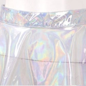 Sexy See Through Skirt Iridescent Rave Skirt Transparent Skirt Festival Outfit Womens Sexy Rave Clothing Cute Shiny Skirt Y2K Pleated Skirt image 3