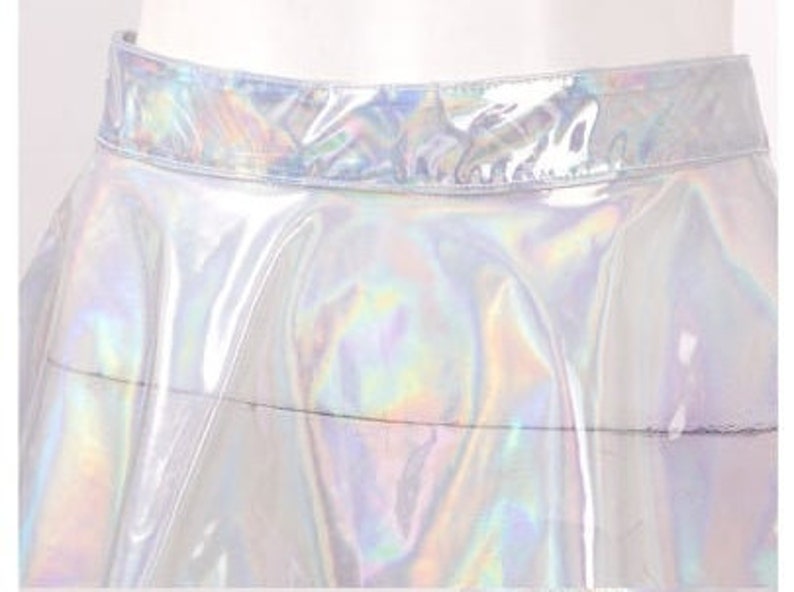 Sexy See Through Skirt Iridescent Rave Skirt Transparent Skirt Festival Outfit Womens Sexy Rave Clothing Cute Shiny Skirt Y2K Pleated Skirt image 3