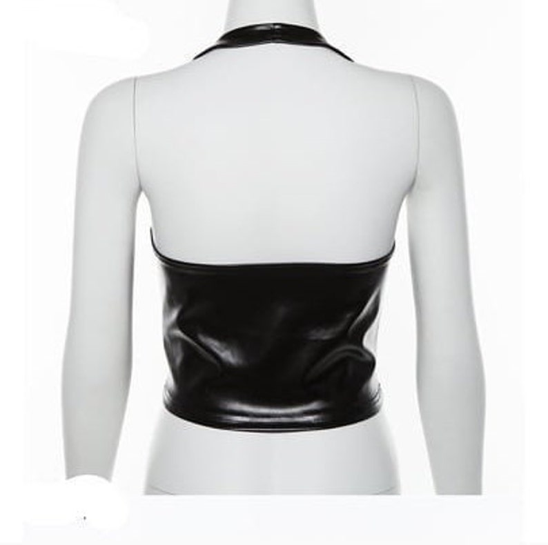 Black Leather Crop Top Etsy